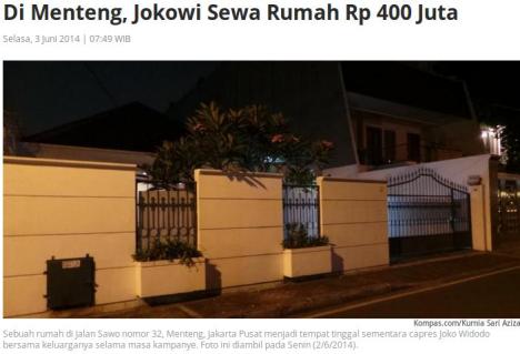 Sewa Rumah Jokowi